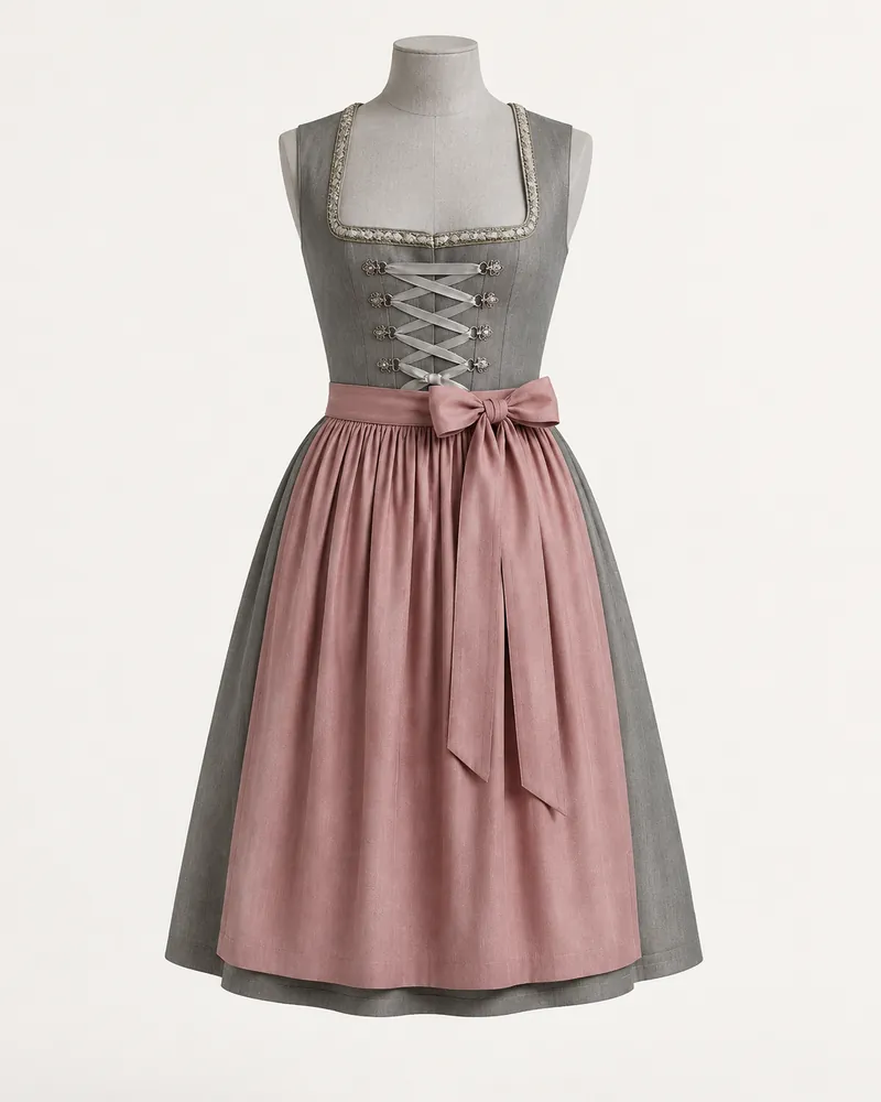 Dirndl Hirschgrau, Midi 65 cm